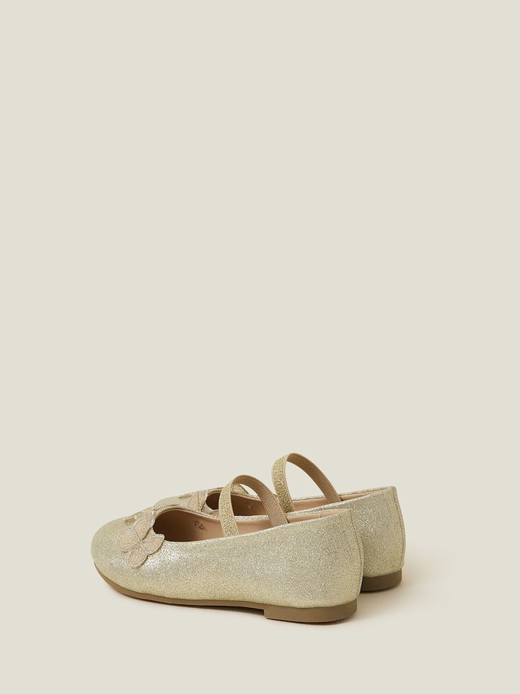 Angels By Accessorize Gold Girls Butterfly Ballet Flats - Image 3 of 3