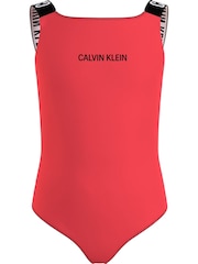 Rot - Calvin Klein Sport Badeanzug mit Logo - Bild 1 von 5