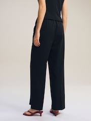 Black Elastic Back Wide Leg Trousers - Image 4 of 7