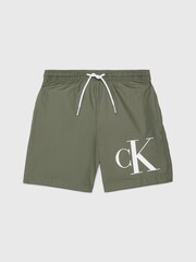 Calvin Klein Green Chrome Graphic Logo Drawstring Shorts - Image 1 of 2