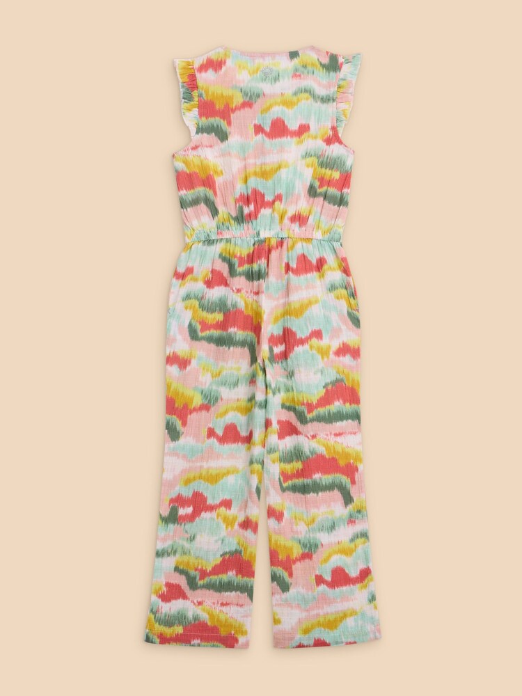 White Stuff Pink Tie Dye Printed 100% Cotton Jumpsuit - Image 1 of 3
