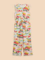 White Stuff Pink Tie Dye Printed 100% Cotton Jumpsuit - Image 2 of 3