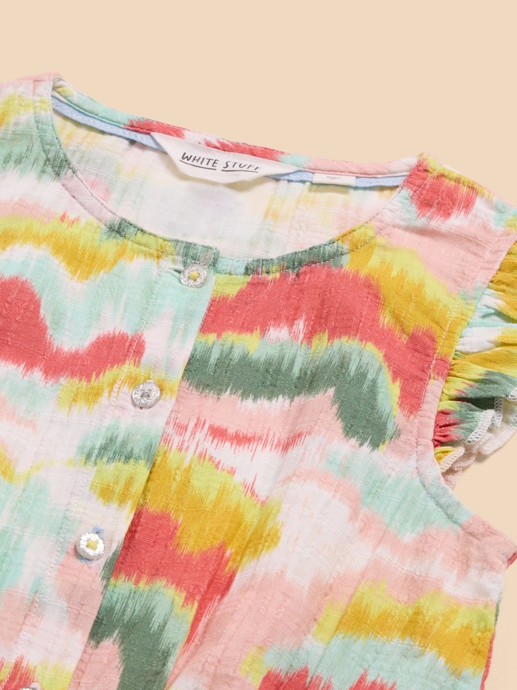 White Stuff Pink Tie Dye Printed 100% Cotton Jumpsuit - Image 3 of 3