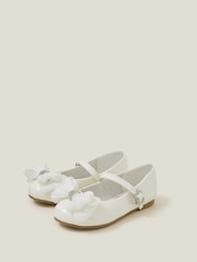 Angels By Accessorize White Patent Bow Ballerina Shoes - Image 1 of 3