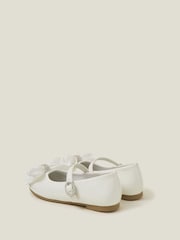 Angels By Accessorize White Patent Bow Ballerina Shoes - Image 2 of 3