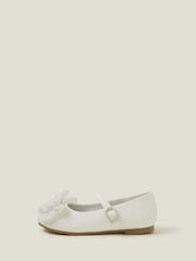 Angels By Accessorize White Patent Bow Ballerina Shoes - Image 3 of 3