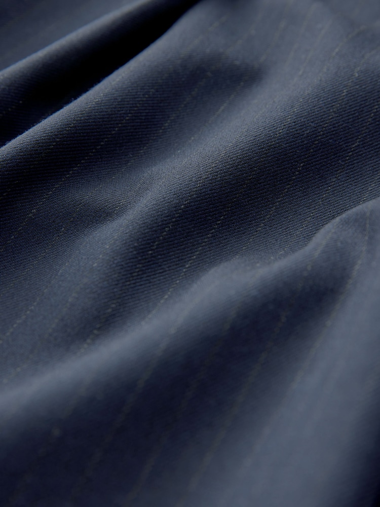 Navy Pinstripe Elastic Back Wide Leg Trousers - Image 7 of 7