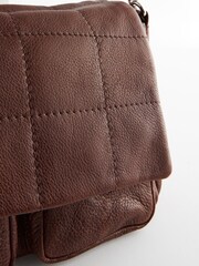 Chocolate Brown Leather Quilted Chain Cross-Body Bag - Image 8 of 9