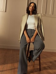 Grey Elastic Back Wide Leg Trousers - Image 1 of 9