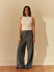 Grey Elastic Back Wide Leg Trousers - Image 2 of 9