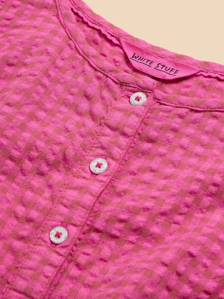 White Stuff Pink Gingham 100% Cotton Playsuit - Image 3 of 3