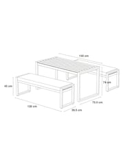 Natural Adelaide 4 Seater Dining Table and Bench Set - Image 4 of 8