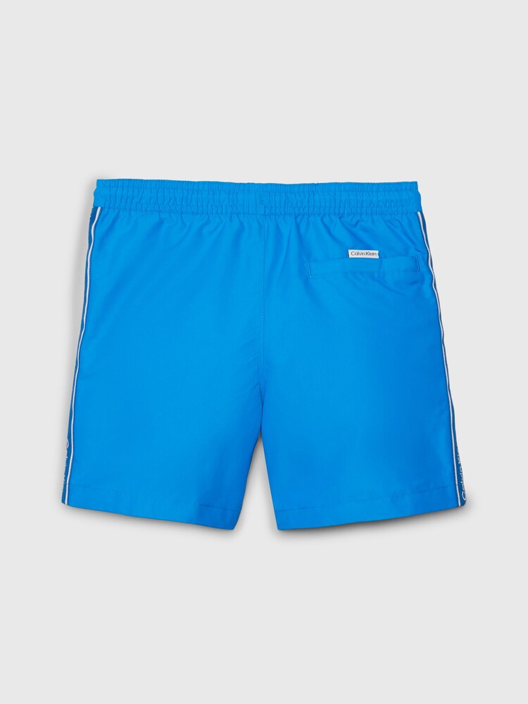 Calvin Klein Blue Chrome Slogan Swim Shorts - Image 2 of 2