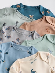 Teal Blue 7 Pack Baby Bodysuits - Image 11 of 13