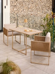 Natural Abel 2 Seater Rattan Garden Dining Table and Chairs Set - Image 1 of 8