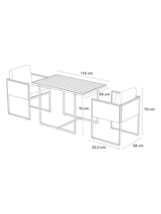 Natural Abel 2 Seater Rattan Garden Dining Table and Chairs Set - Image 3 of 8