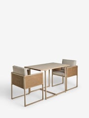 Natural Abel 2 Seater Rattan Garden Dining Table and Chairs Set - Image 6 of 8