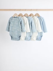 Baby Blue Long Sleeves Bodysuits 5 Pack - Image 1 of 13