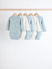 Baby Blue Long Sleeves Bodysuits 5 Pack - Image 2 of 13