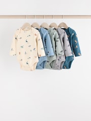 Teal Blue 5 Pack Baby Bodysuits - Image 1 of 13