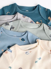 Teal Blue 5 Pack Baby Bodysuits - Image 10 of 13
