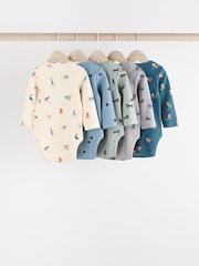 Teal Blue 5 Pack Baby Bodysuits - Image 2 of 13