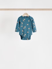 Teal Blue 5 Pack Baby Bodysuits - Image 7 of 13