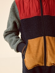 Navy Blue/Ochre Yellow Colourblock Fleece All-In-One (5-16yrs) - Image 4 of 4