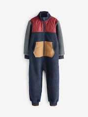 Navy Blue/Ochre Yellow Colourblock - Fleece-Einteiler (5–16 J.) - Bild 5 von 9