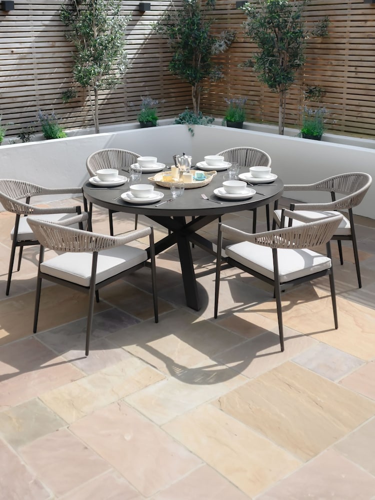 Maze Pewter Grey Garden Roma 6 Seat Round Dining Set - Image 1 of 6