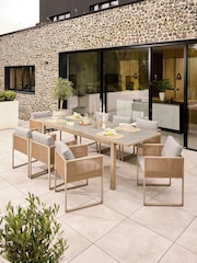 Natural Abel 6 to 8 Seater Rattan Garden Dining Table and Chairs Set - Image 1 of 8