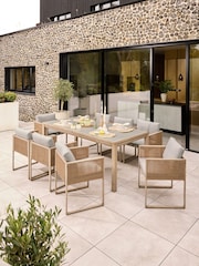 Natural Abel 6 to 8 Seater Rattan Garden Dining Table and Chairs Set - Image 2 of 8
