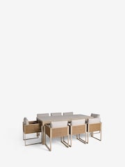Natural Abel 6 to 8 Seater Rattan Garden Dining Table and Chairs Set - Image 6 of 8
