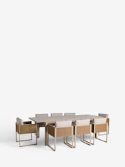Natural Abel 6 to 8 Seater Rattan Garden Dining Table and Chairs Set - Image 7 of 8