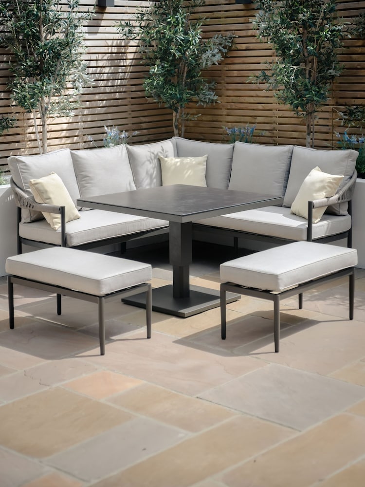 Maze Pewter Grey Roma Garden Corner Dining Set with Rising Table - Image 2 of 7