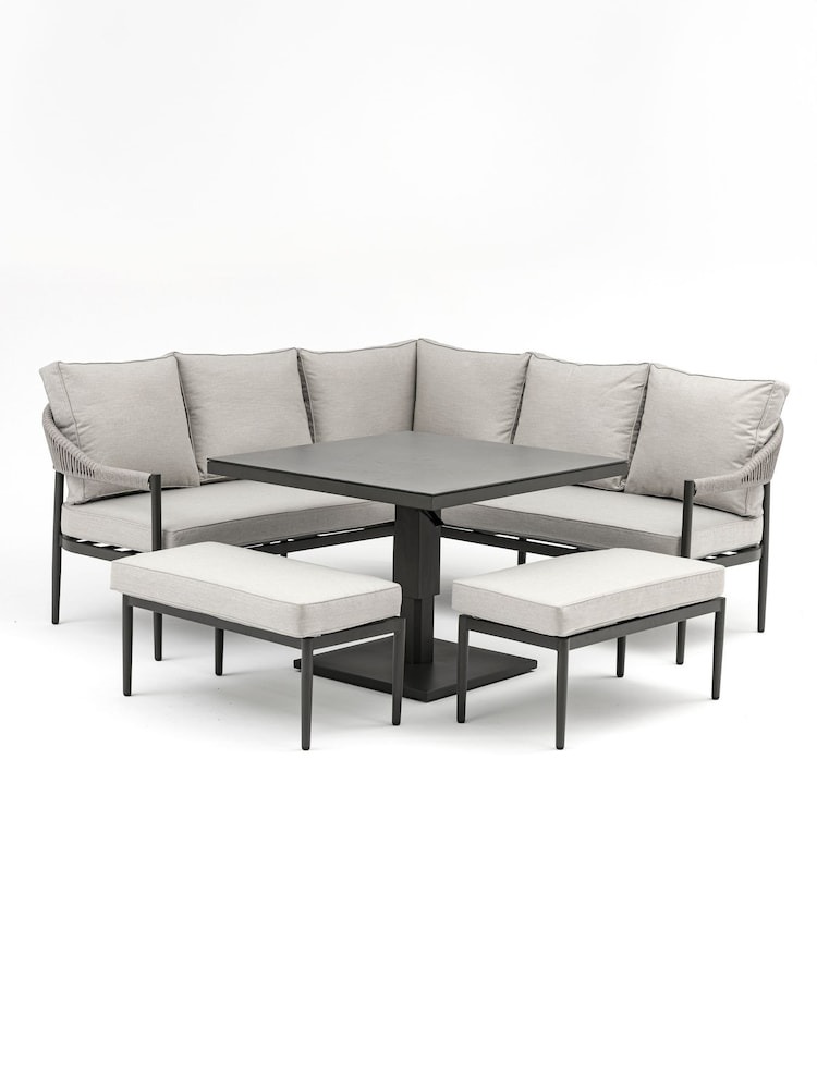 Maze Pewter Grey Roma Garden Corner Dining Set with Rising Table - Image 7 of 7