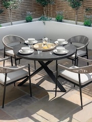 Maze Pewter Grey Roma 4 Seat Round Garden Dining Set - Image 1 of 6