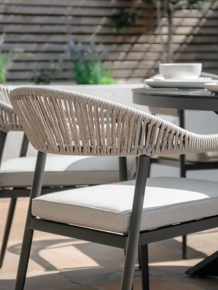 Maze Pewter Grey Roma 4 Seat Round Garden Dining Set - Image 2 of 6
