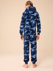 Navy Blue Camouflage Fleece All-In-One (3-16yrs) - Image 2 of 8