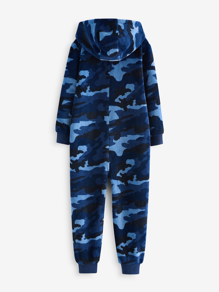 Navy Blue Camouflage Fleece All-In-One (3-16yrs) - Image 6 of 8