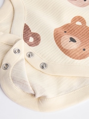 Brown Bear Face 5 Pack Baby Short Sleeved 100% Cotton Bodysuits - Image 12 of 13