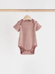Brown Bear Face 5 Pack Baby Short Sleeved 100% Cotton Bodysuits - Image 7 of 13