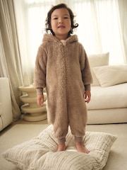 Brown/Cream Bear All-In-One Fleece (9mths-8yrs) - Image 1 of 8