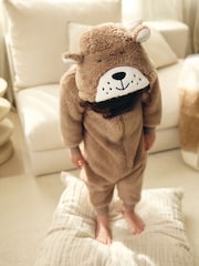 Brown/Cream Bear All-In-One Fleece (9mths-8yrs) - Image 3 of 8