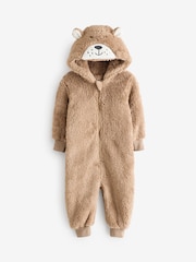 Brown/Cream Bear All-In-One Fleece (9mths-8yrs) - Image 5 of 8