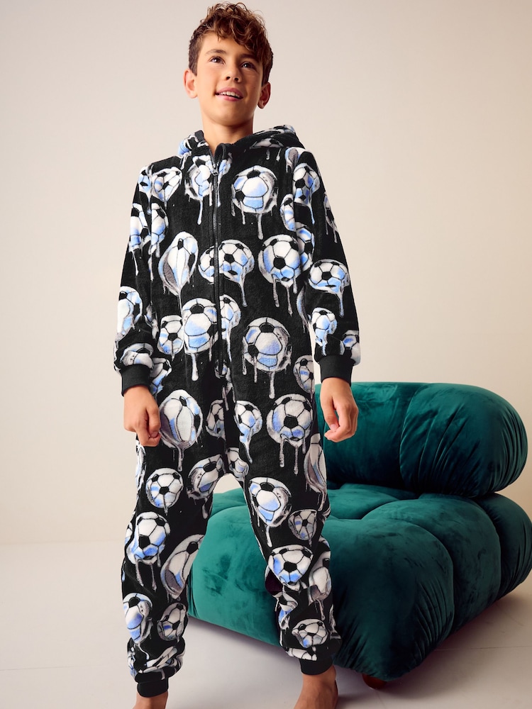 Black Football Fleece All-In-One (3-16yrs) - Image 1 of 9