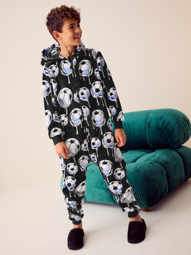 Black Football Fleece All-In-One (3-16yrs) - Image 2 of 9