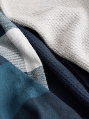 Navy/Grey Textured Top Long Sleeve Woven Check Pyjamas 2 Pack (3-16yrs) - Image 10 of 11