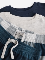 Navy/Grey Textured Top Long Sleeve Woven Check Pyjamas 2 Pack (3-16yrs) - Image 11 of 11