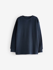 Navy/Grey Textured Top Long Sleeve Woven Check Pyjamas 2 Pack (3-16yrs) - Image 9 of 11